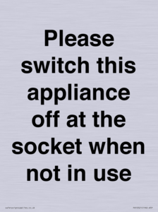 Please switch this appliance off at the socket when not in use